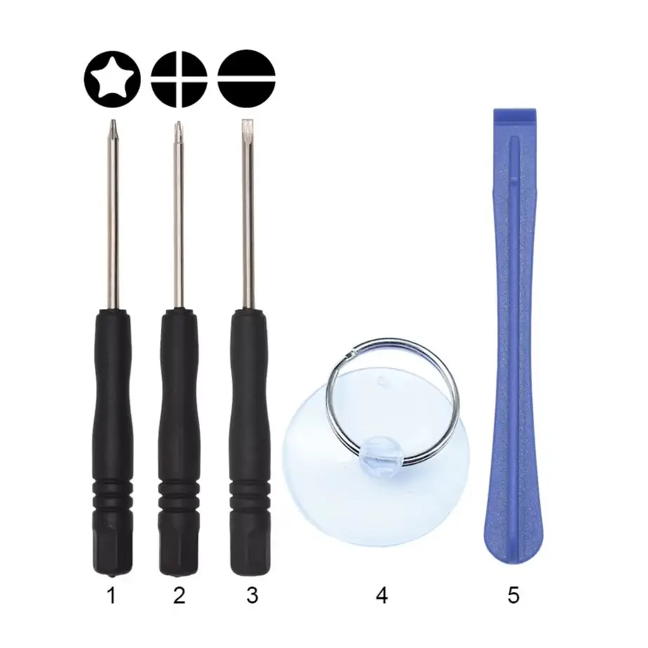 

5 in 1 Opening Tools Kit Black Mini Screwdriver Set for iPhone DIY Repair Tool 100sets/lot