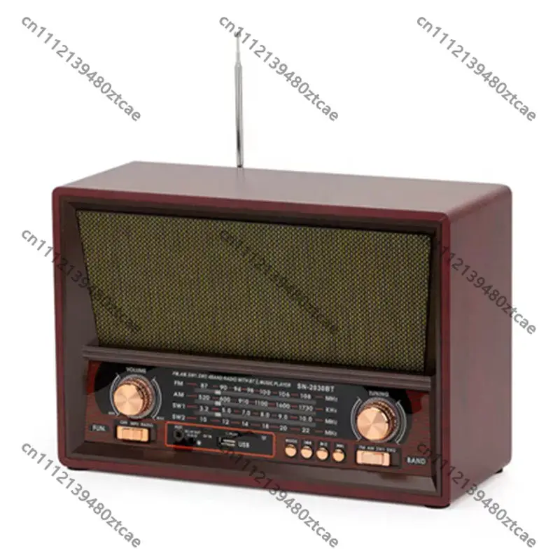 European Retro Desktop Full Band Radio For Elderly FM SW Bluetooth Card Rechargeable Speaker
