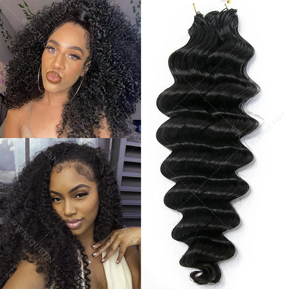 

12A Deep Wave Bundles Crochet Human Hair Extensions Deep Curls Crochet Hair Reusable Pre Separated Knotless For Braiding Twist