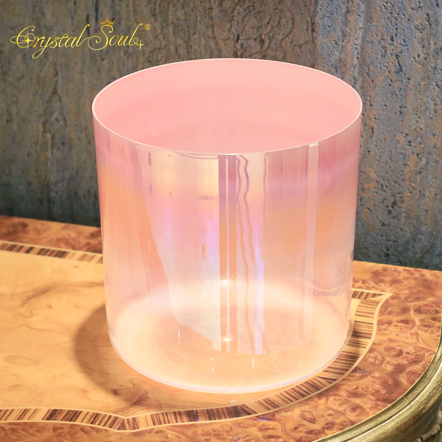 

Crystal Soul Gradient Aurora Pink Crystal Singing Bowl for Seven Chakra Meditation Instrument