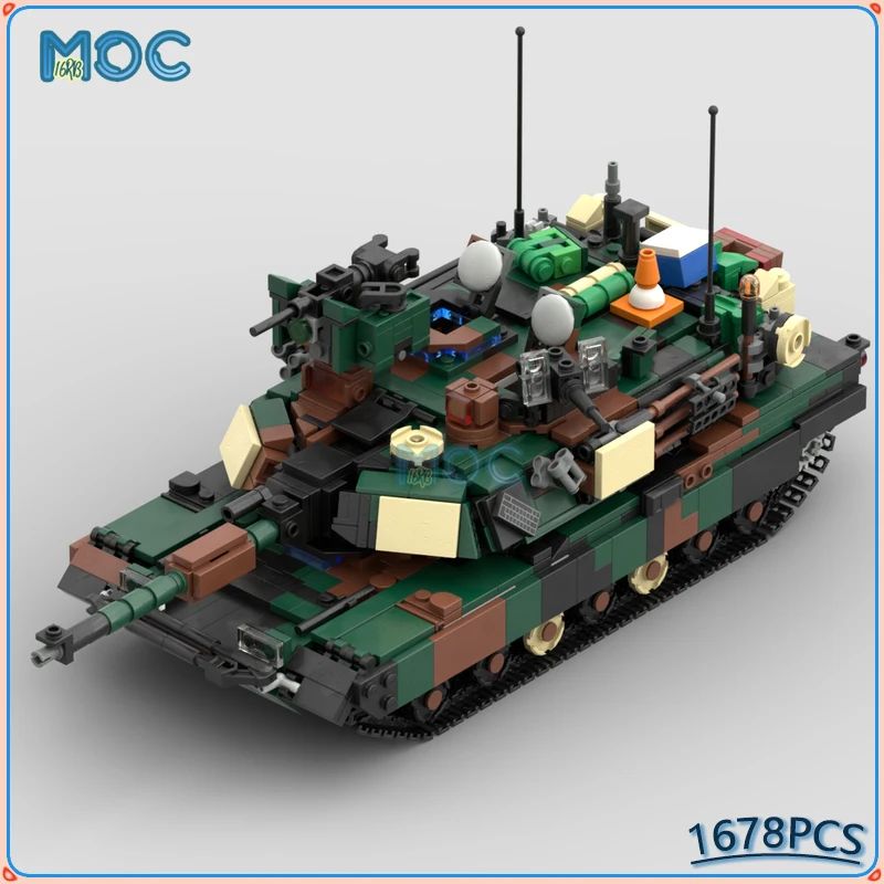 

Военный танк MOC, строительные блоки, модель боевого истребителя, своими руками, коллекция технических строительных блоков, подарки на день рождения, 1678 шт.