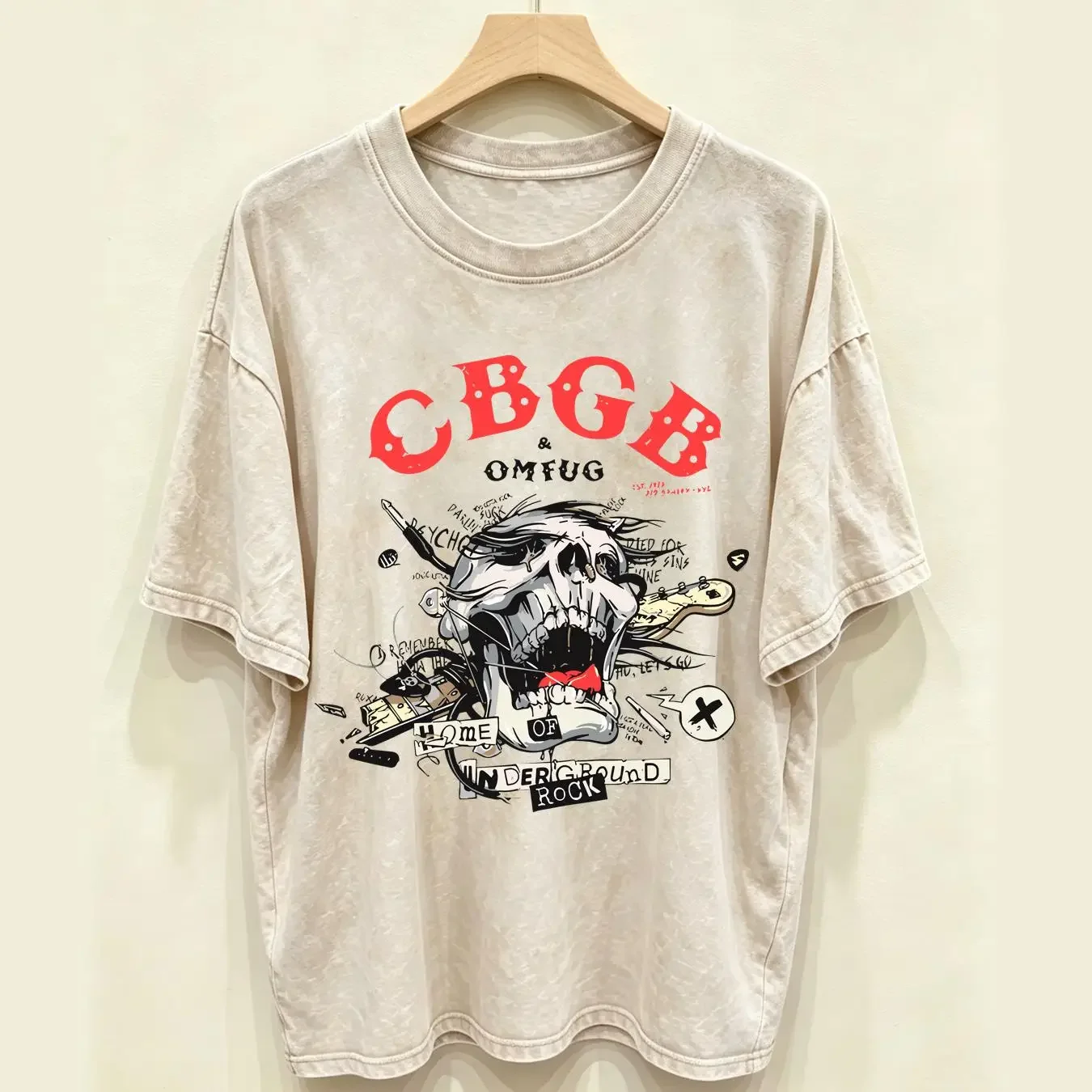 washed T Shirt CBGB OMFUG Home Of Underground Rock 100 Cotton Sizes aqs 108 long or short sleeves vintage Washed Casual graphic