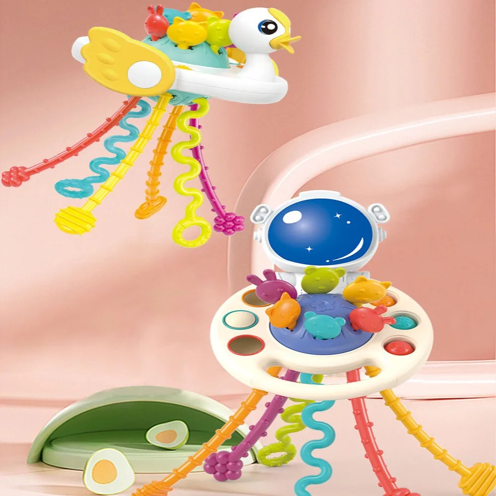 Fun Boilable UFO Pull String Silicone Baby Toy Baby Montessori Toys Develop Teething Sensory Toys Kids Educational Toys