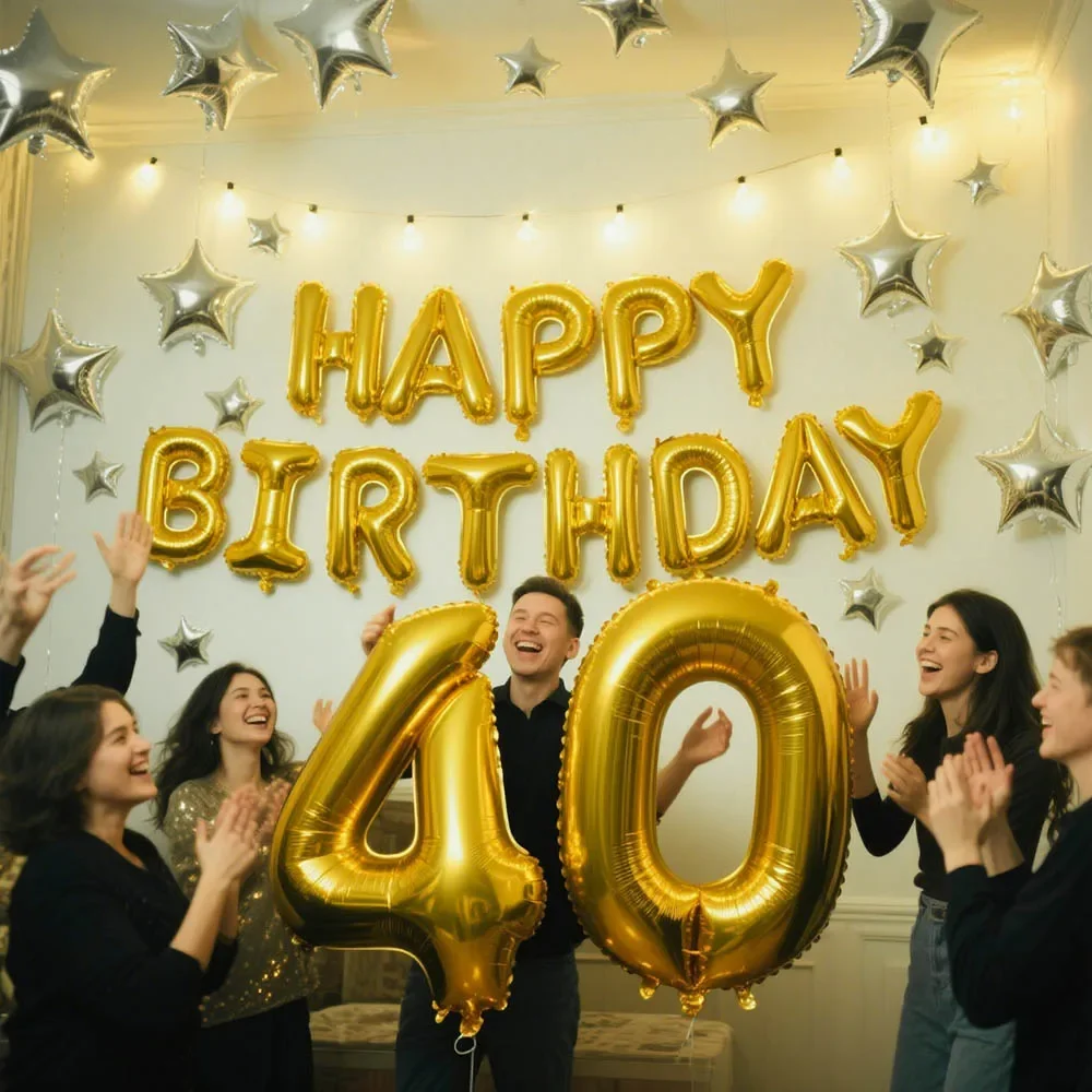 Goldene Happy Birthday Zahlen-Folienballons Erwachsenen-Partydekoration für Männer und Frauen 10 11 12 15 18 25 30 40 50 60 Jahre Alt – Detail 2