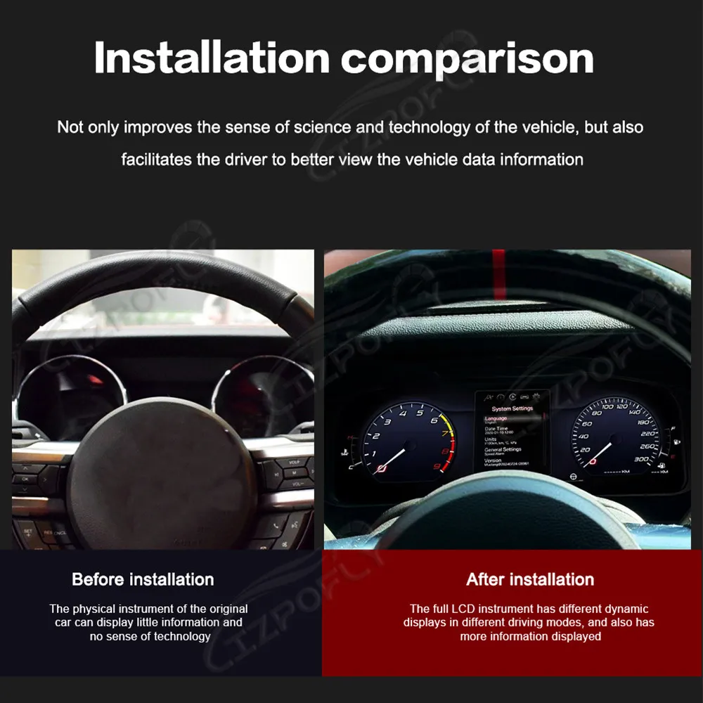 

Автомобильный одометр, цифровой кластер, цифровой измерительный экран, мультимедийный плеер виртуальной кабины для Ford Mustang 2015-2021, скорость приборной панели