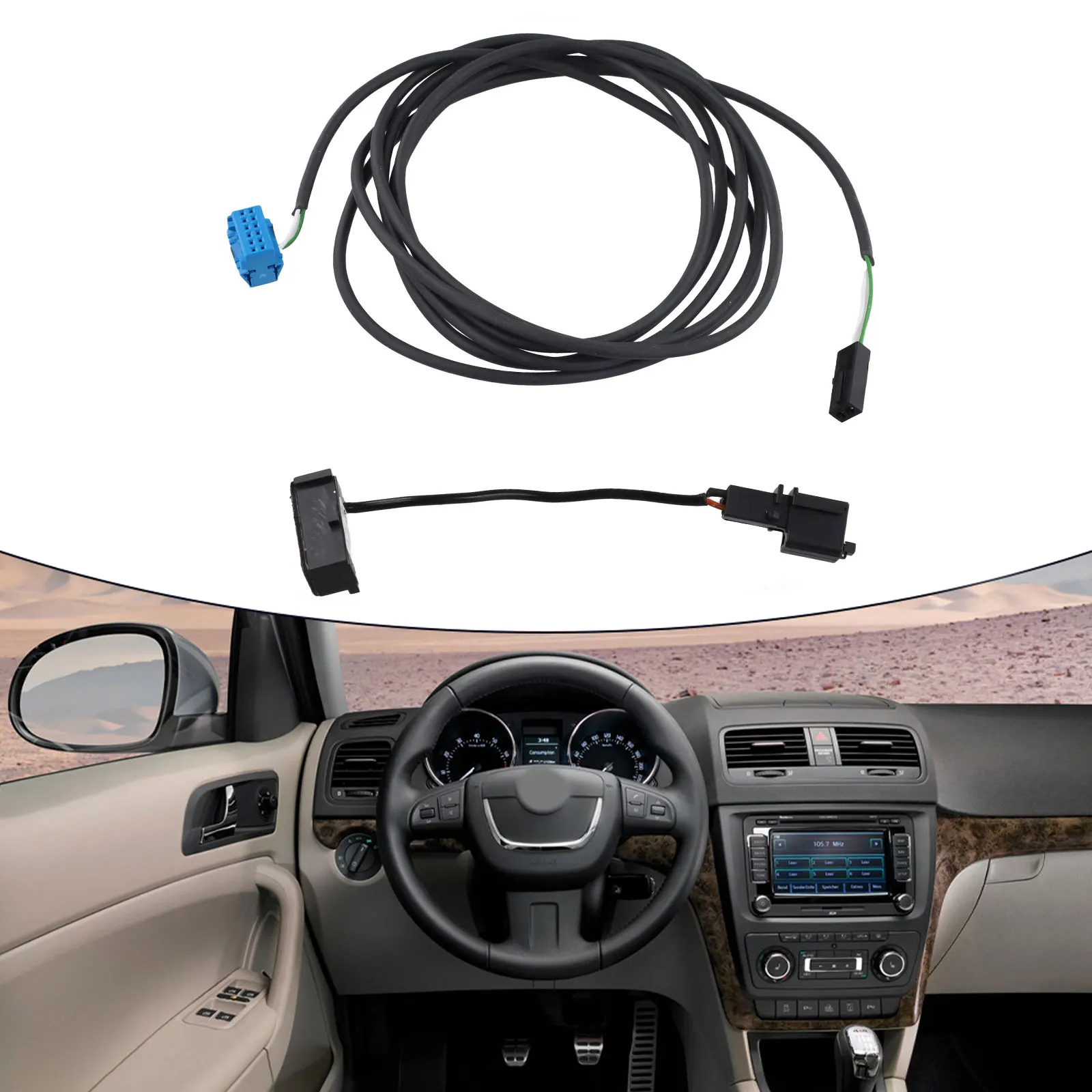 Extension Cable Black Harness Cable Quick Installation Reliable Performance Suitable For RNS510 Wear-Resistant