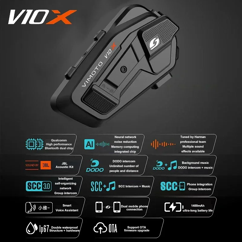 Vimoto XR/V10S/V10X ヘルメット Bluetooth ヘッドセット