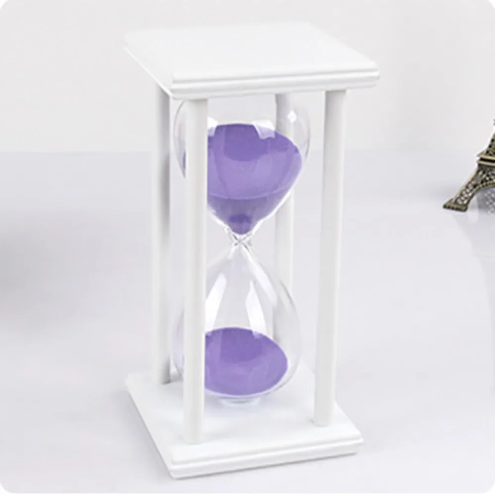 60/30 Minutes Hourglass Sand Timer Vintage Sand Timer Black Wooden Sandglass Timer for Home Desktop Classroom Living Room Decor