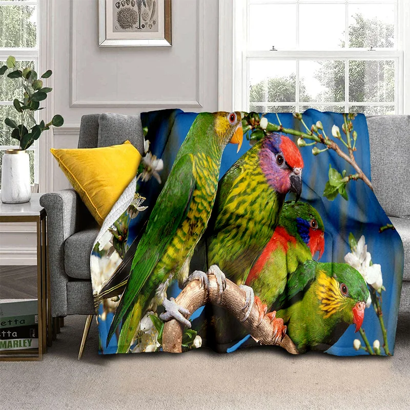 

3D Colorful Macaws Parrot Birds Blanket,Soft Throw Blanket for Home Bedroom Bed Sofa Picnic Travel Office Rest Cover Blanket Kid