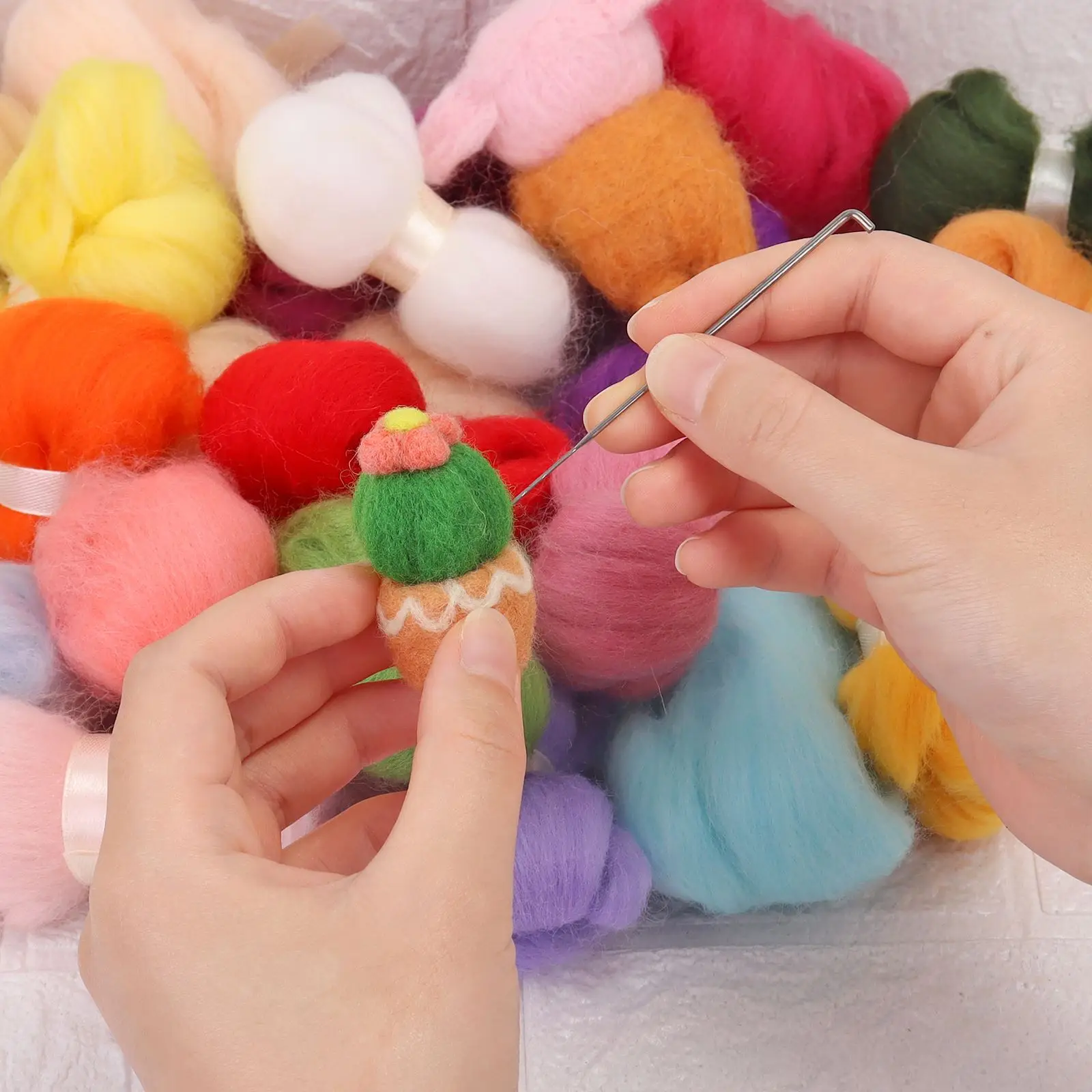 5g/Bag Multicolor Wool Felting DIY Cactus Ornament Felt Toys Craft Basic Materials Sheep Wool Felting Handmade Poke Tools