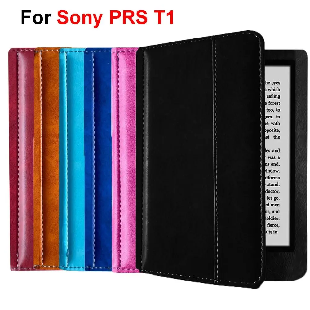 6 inch New Premium Anti-fall E-Reader Case Shockproof Leather Folio Cover Soft Microfiber Lining Back Cover for Sony PRS T1