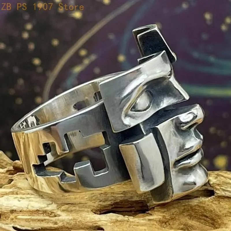 Modern Vintage Mask Rings with Intricate Detailing Unique Rings for Individuality Seekers and Fashion Leaders 55KA