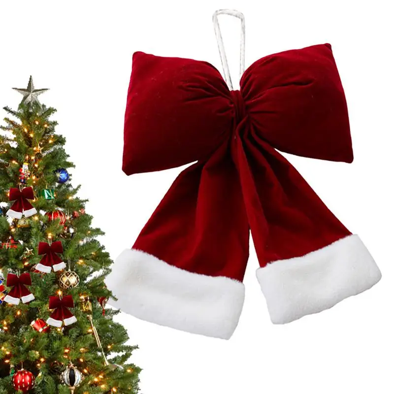 

Christmas Bows Hanging Decorations Christmas Tree Ornaments New Year Decoration accessories Wreaths bows For Christmas Tree