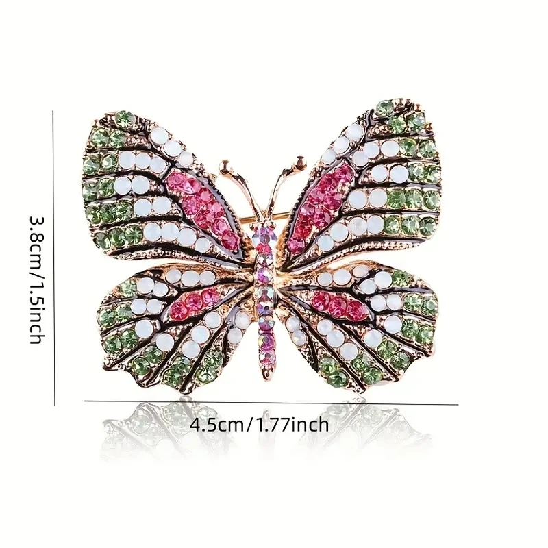 Rhinestone Butterfly Brooch, Glittering , Multi-color Optional, For Women Small Gift