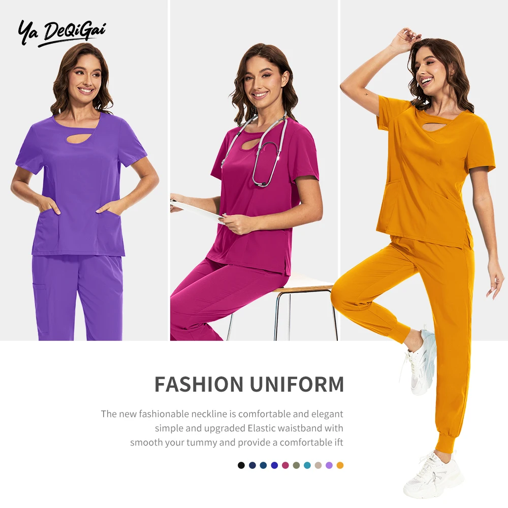 

Breathable Nursing Scrubs Sets Spandex Medical Uniforms for Women Hospital Nurse Dental Scrub Work Wear Beauty Salon SPA Uniform