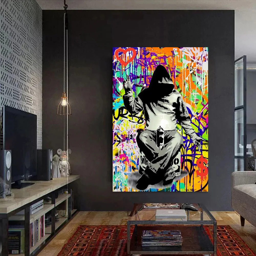 Banksy Graffiti Art Canvas Painting All you in is Love Abstract Street Posters Prints Wall Pictures for Living Room Home Decor