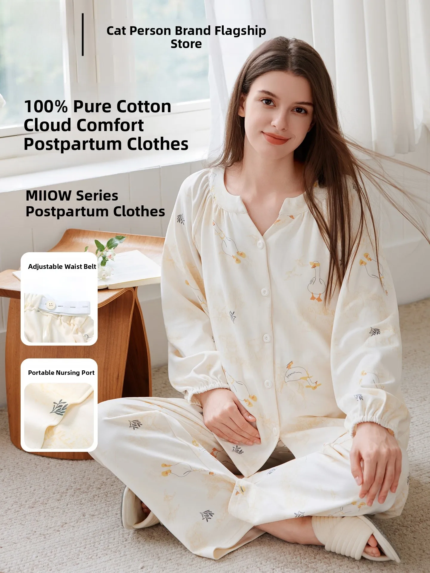 pure-cotton-maternity-sleepwear-set-sweat-absorbent-home-clothes-person-spring-autumn-pregnancy-nursing-home-suit