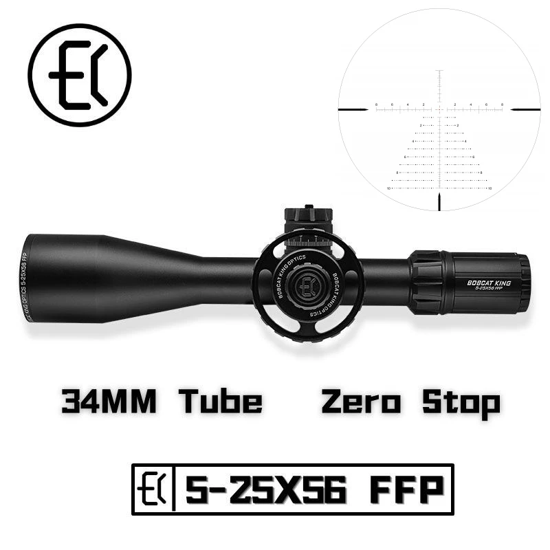 

Bobcat King 5-25x56 First Focal Plane 34mm Zero Stop Military Tactical Riflescope Reticle High Quality Long Range Hunting Scope