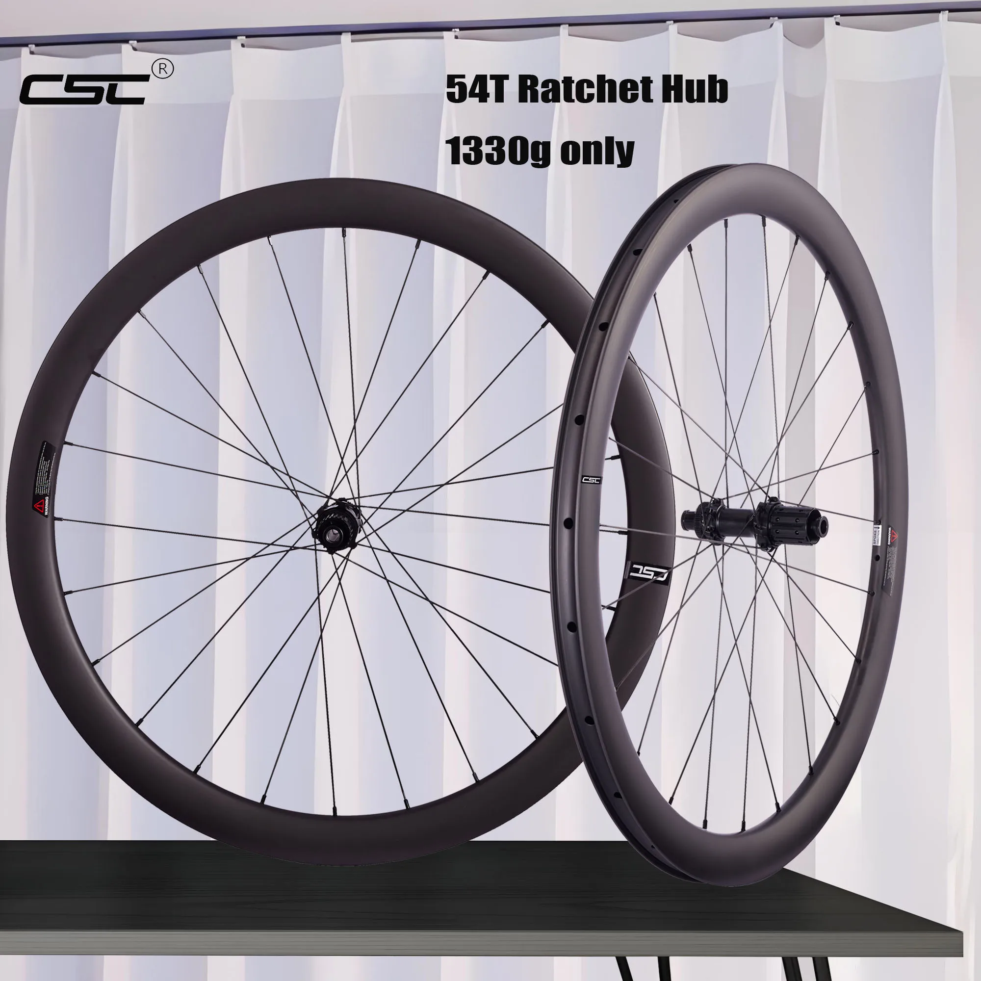 【セール中】CSC 1330g カーボンバイクホイール ディスクブレーキ 700C 45mm*28 チューブレス センターロック 12*100/12*142 スルーアクスル カーボンホイールセット グラベルバイク