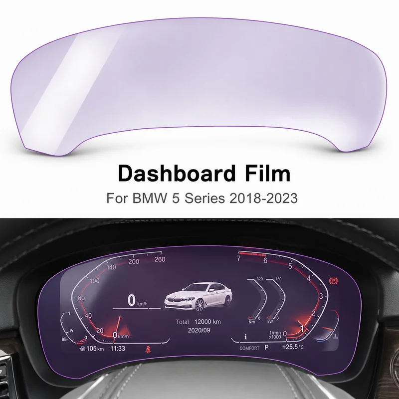 For BMW 5 Series 2018-2023 Dashboard Film, Transparent TPU Speedometer Screen Protector, Interior Modification Car Accessory