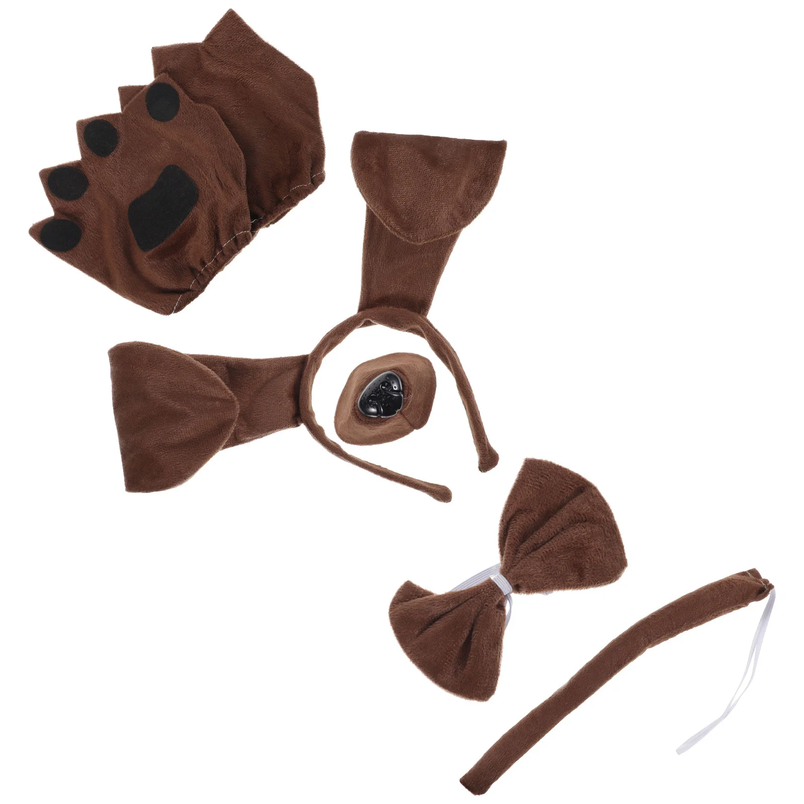 소시지 개 머리띠 세트 내구성 어린이 의상 개 귀 꼬리 유치원 동물 의상 액세서리 착용 방지 강아지