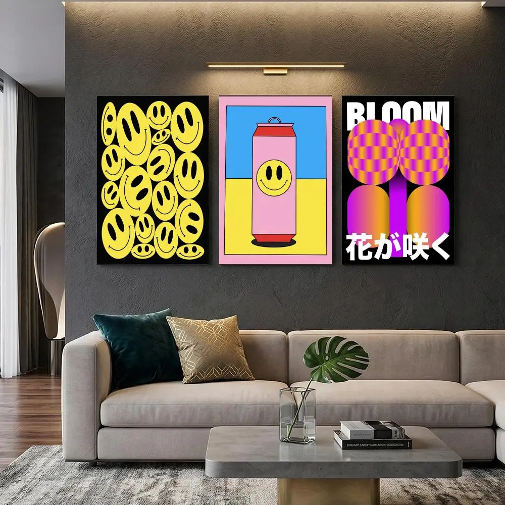 Japandi style Dopamine Smiling Face Petra Poster Aesthetic Wall Art Canvas Poster Trendy Bedroom Home Room Decor