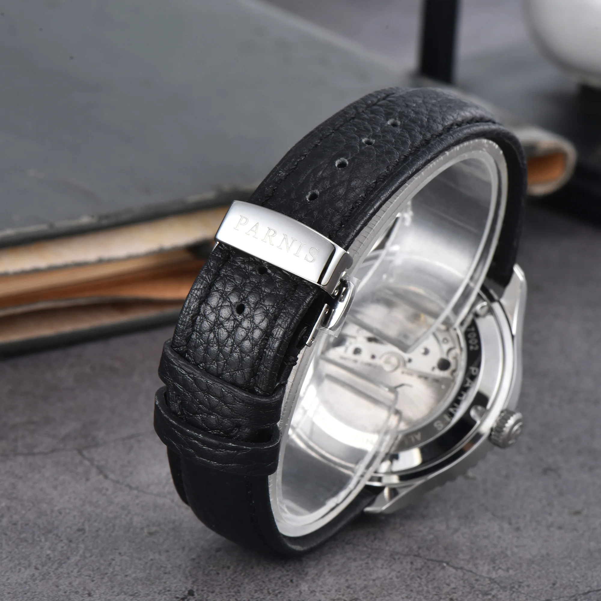 2025 nueva llegada Parnis 41MM esfera azul relojes mecánicos automáticos para hombres cristal de zafiro Miyota 8215 reloj para hombres reloj