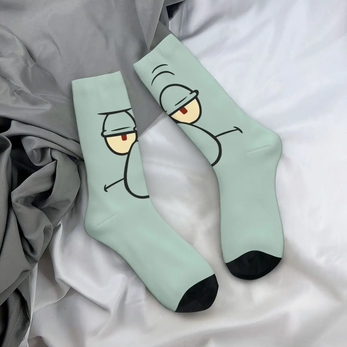 SpongeBobing Squidwarded Face Socks Men Women Fashion Cartoon Socks Novelty Spring Summer Autumn Winter Middle Tube Socks Gifts