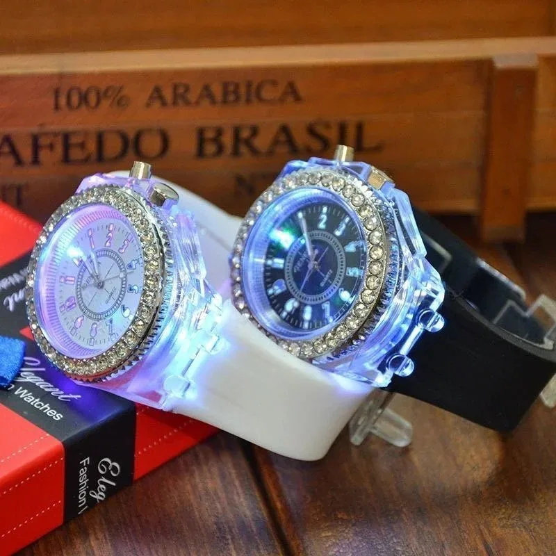 Orologio luminoso con Flash a LED da donna personalizzato con strass gel di silice bambino studenti amanti gelatine Boy Girl Trend Watches Light