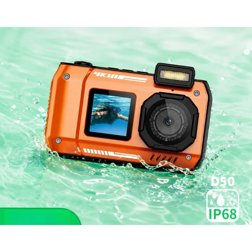 New underwater camera high definition dual screen 4K digital camera underwater sports