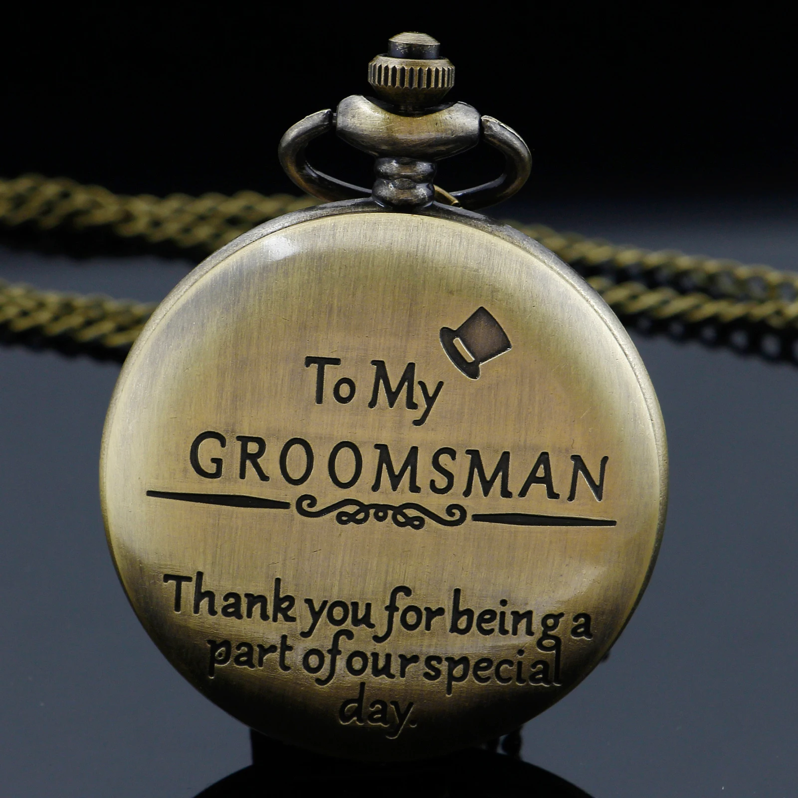Steampunk Pocket Watch Engraved "To My GROOMSMAN" Men Necklace Pendant Pocket Watches Mens Birthday Wedding Anniversary Gifts