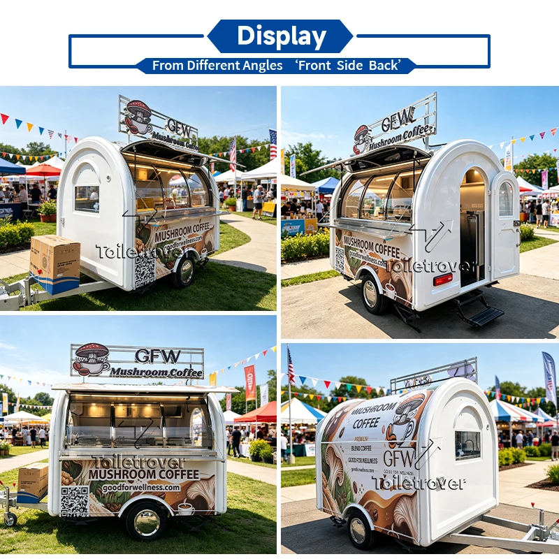 Outdoor Food Trailers Fully Equipped Crepe Ice Cream Food Trailer Coffee Beverage Custom Mobile Food Truck for Sale