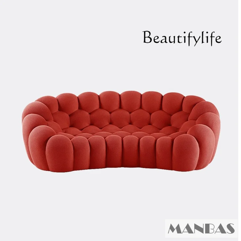 

MANBAS Cloud Curved Sofa Stylish Fabric Designer Couch Fluffy Cloth Sofa Sets Modular Football Sofa for Living Room Furniture