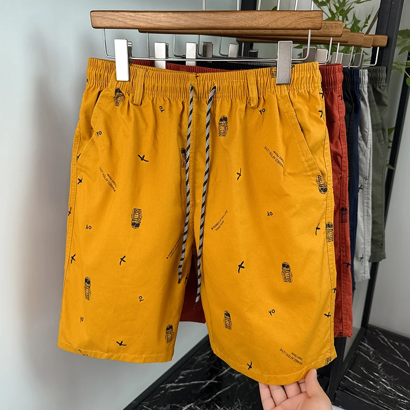 

Cotton Printed Work Shorts for Men 2026 Summer Thin Casual Short Pants Loose Straight Versatile Beach Casual Workwear Shorts Man