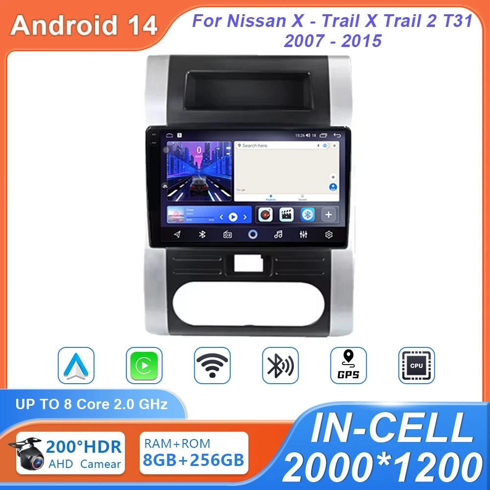 

Для Nissan X-Trail X - Trail X Trail 2 T31 2007-2015 Android 14 GPS Автомобильный радиоприемник Навигация Мультимедийный видеоплеер Стерео BT