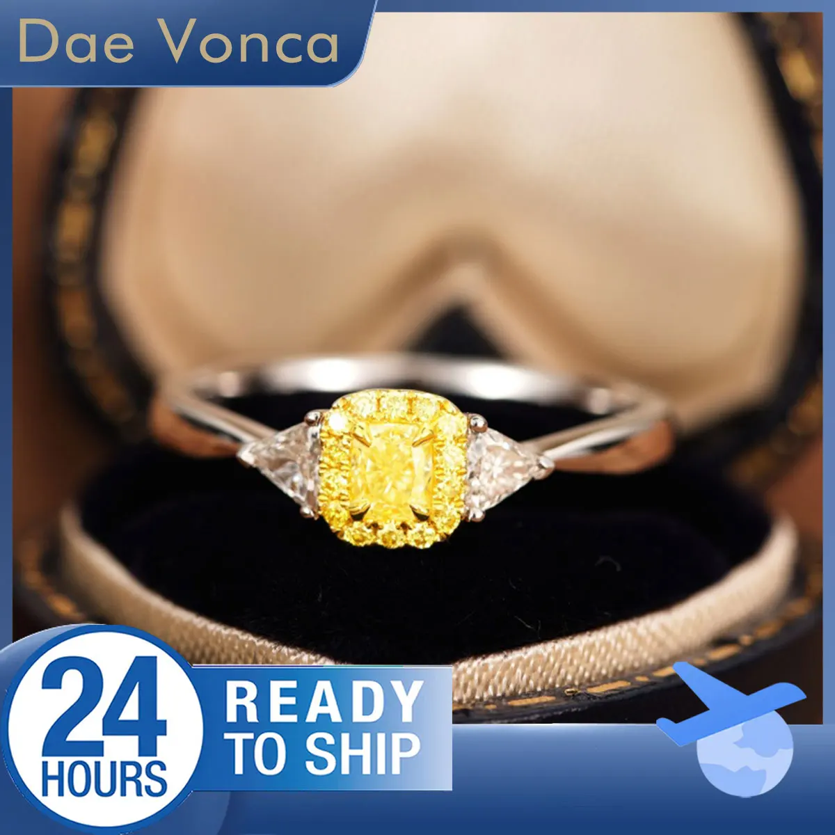 

Кольцо из белого золота 18 карат с тремя камнями и бриллиантами, треллиантовый боковой камень, натуральный бриллиант, желтая подушка, кольцо с бриллиантом Halo для помолвки