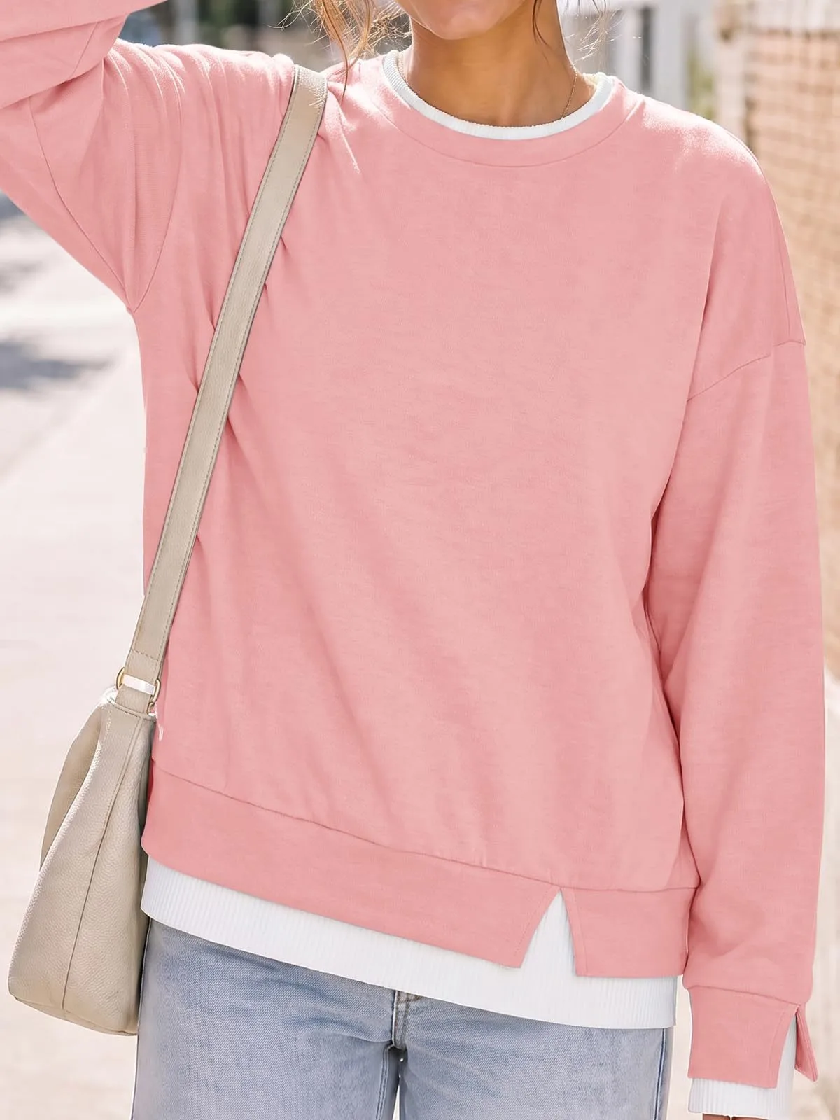 Loose Fit Pullover Hoodie Regular Length American and European Style with Mock Two Regular Thickness Casual Women Sweatshirts