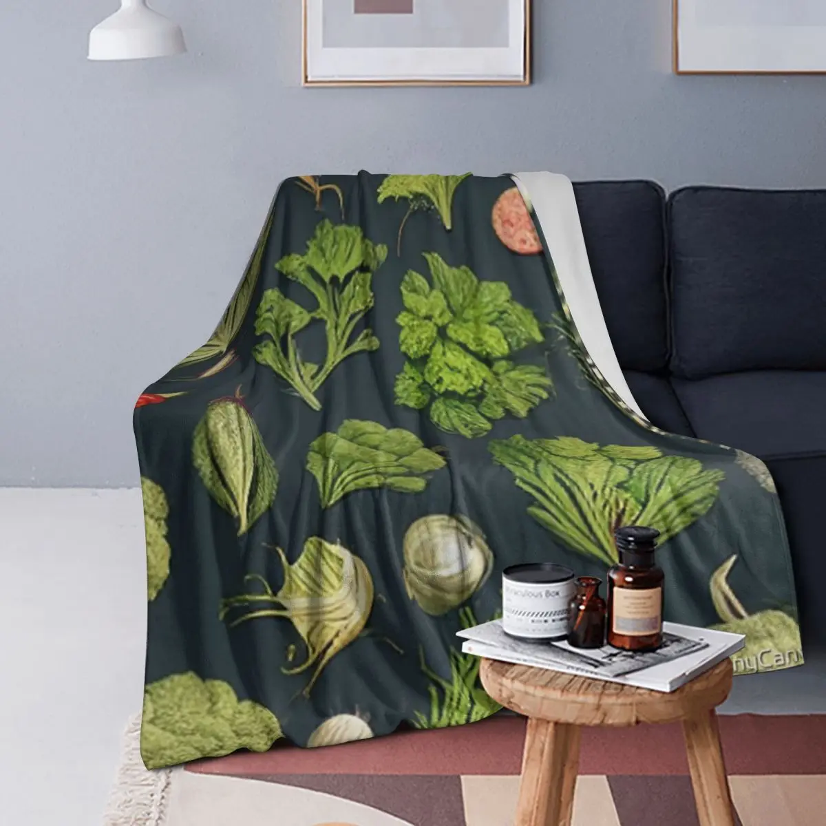 

Vintage Vegetables Pattern Blanket Soft Warm Flannel Throw Blanket Cover for Bed Living room Picnic Travel Home Sofa