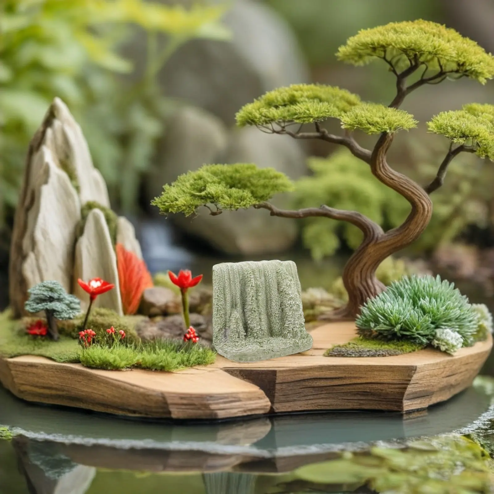 Miniature Waterfall Sand Table Scene Decor Artificial Resin Realistic Waterfall Landscape Craft Zen Garden Accessories
