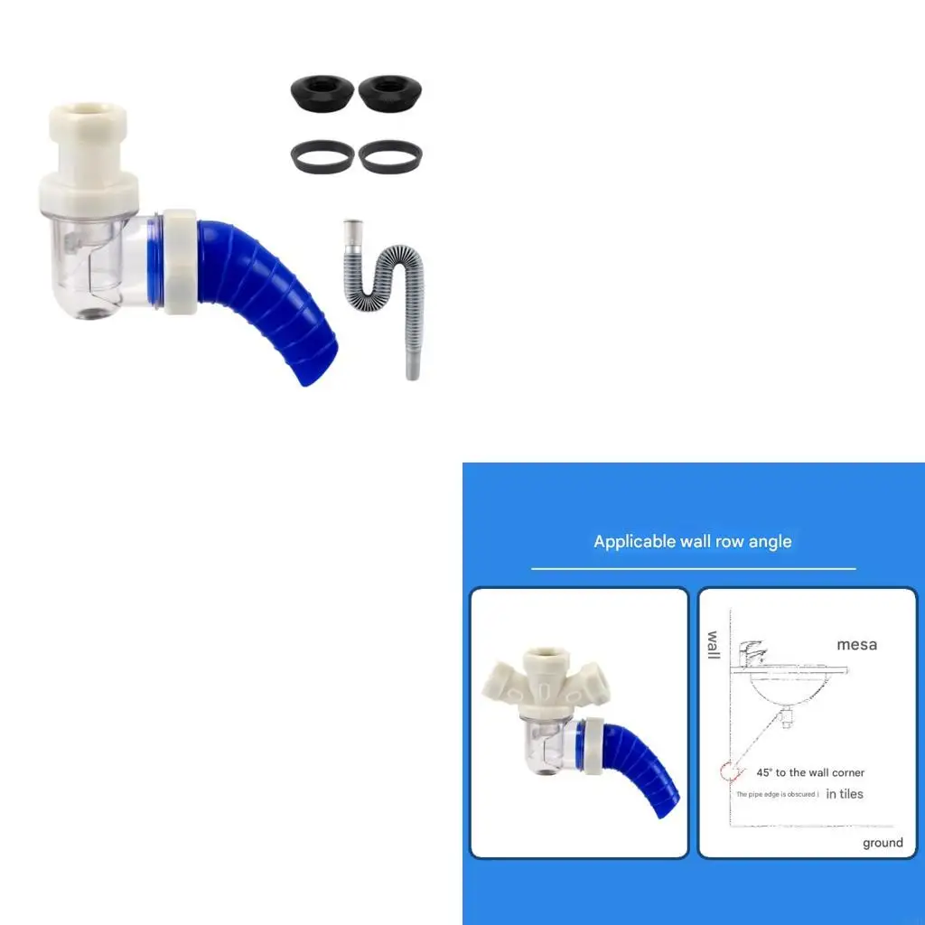 

Easy installs 45 Degree Wall Drains Plastic Not Smell Bathroom Sink Accessory