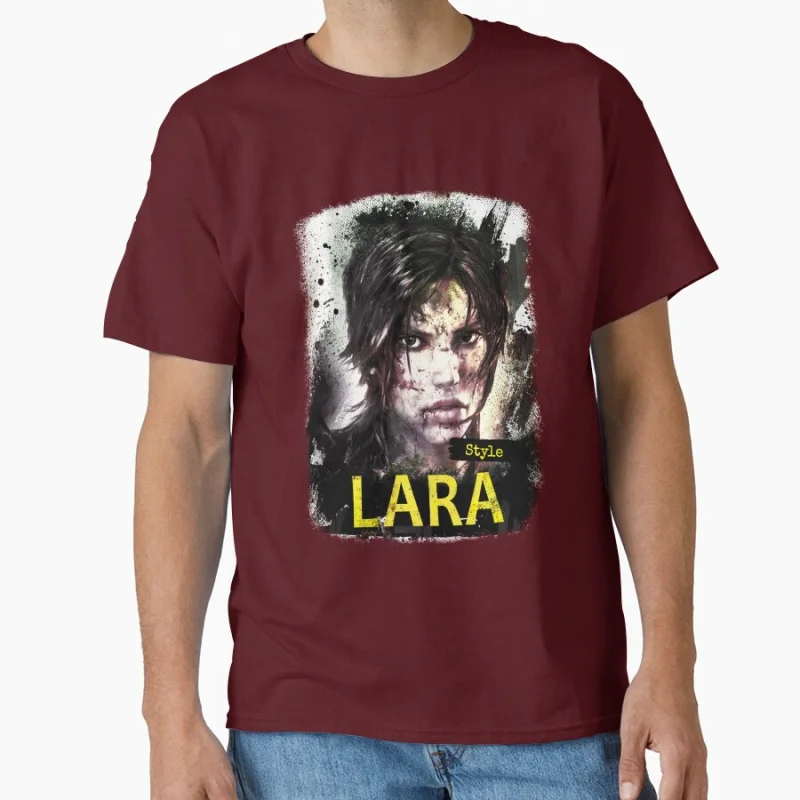 العبقري غريب الأطوار تومب رايدر لارا كروفت 80s لعبة فيديو هدية تي شيرت للرجل بلوزات كبيرة الحجم 100% ملابس قطنية مطبوعة #3