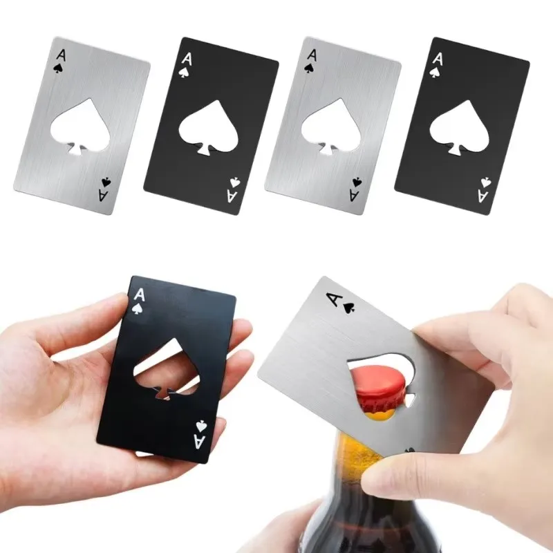 1/2/3/4pcs Spade A Card Bottle Opener Creative Poker Card Shaped Stainless Steel Home Tool Cork Stopper Beer Opener