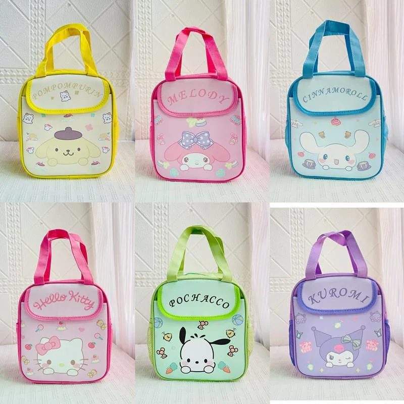 Lovely Sanrio Cinnamoroll Pochacco Lunch Bag Anime My Melody Kitty Kuromi Travel Thermal Breakfast Box Kid Tote Food Bag Gift