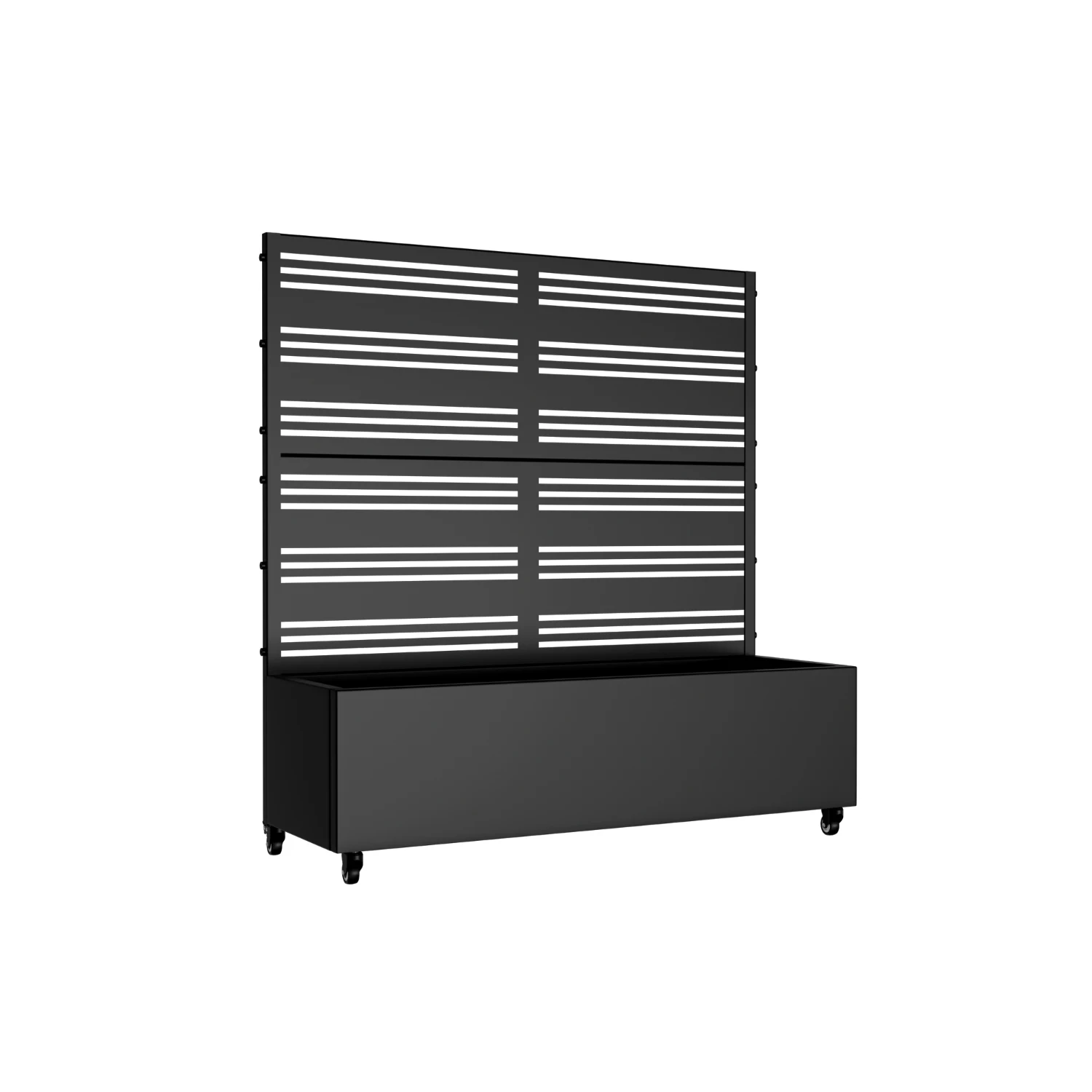 4 ft. H x 4 ft. W Metal Planter Box privacy screen Garden Bed with Trellis and Wheels - Black