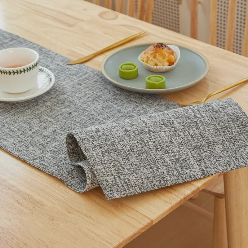 New Thick Linen Solid Color Boxer Table Runner Light Luxury Home Decor for Office Conference and Dining Tables