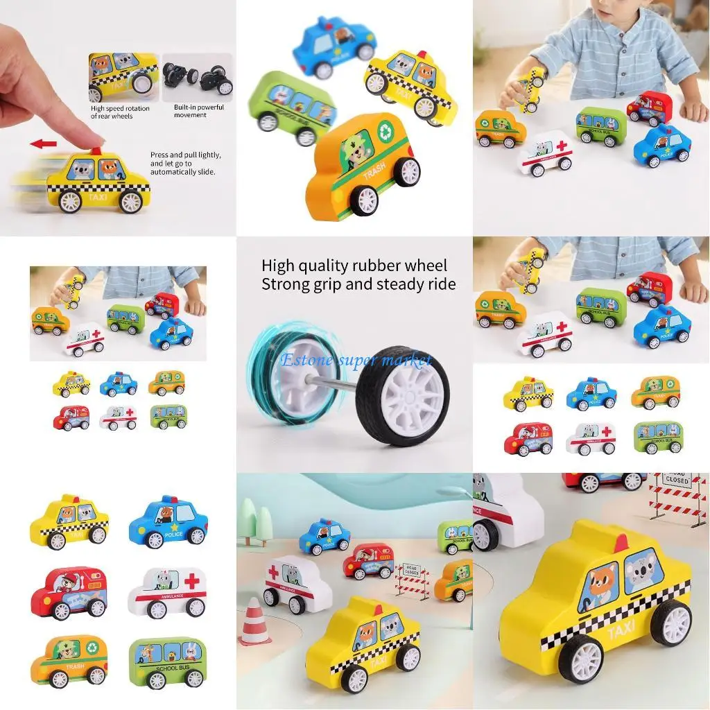 090B Ambulanza Veicolo Tirare Indietro Auto Giocattolo per Apprendimento Precoce Modello Veicolo per Ragazzi