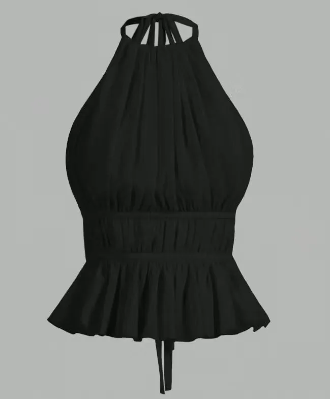 Tie Top Slim Fit Private Luxury with Summer Tie Straps Elegant 3D Effect Medium Stretch Cropped Sexy Tanks Top for Women