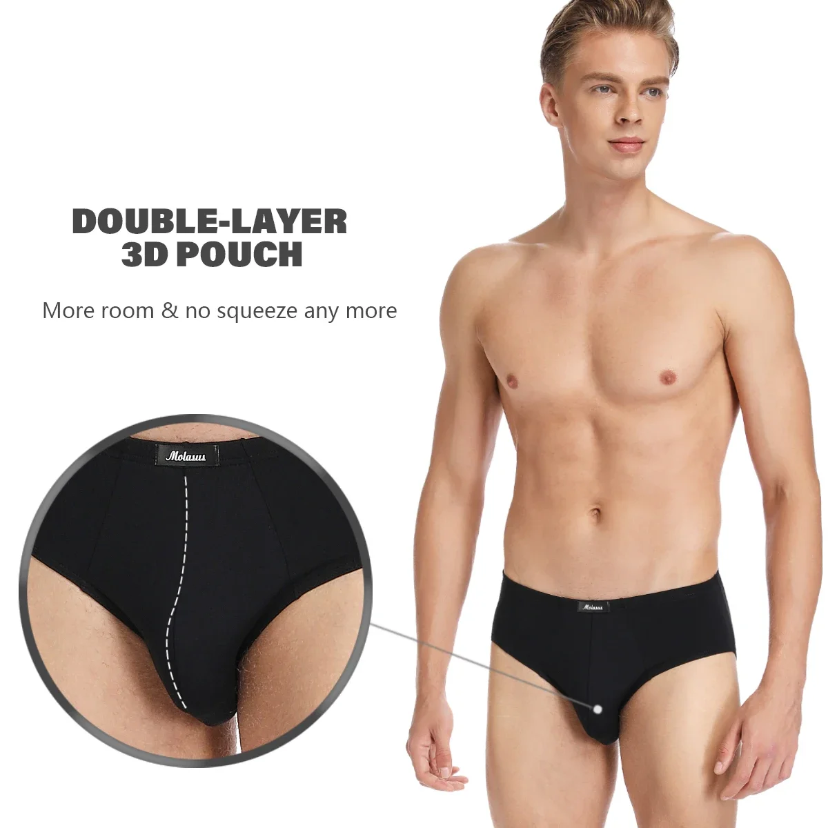 4 PCS/Set Men Triangle Underwear Low Rise Sexy Fashion Elasticity Double Layer 3D Pouch No Rolling Up Legs Triangular Underpants