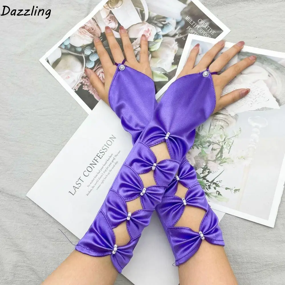 

Теплые вечерние вечерние перчатки с полым бантом, женские длинные перчатки, вечернее платье, перчатки в корейском стиле, женские перчатки с длинными пальцами