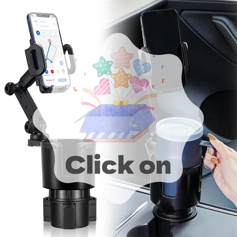حامل أكواب السيارة العالمي القابل للتعديل، محول موسع حامل المشروبات مع حامل الهاتف، صينية صندوق التخزين، ملحقات السيارة #1